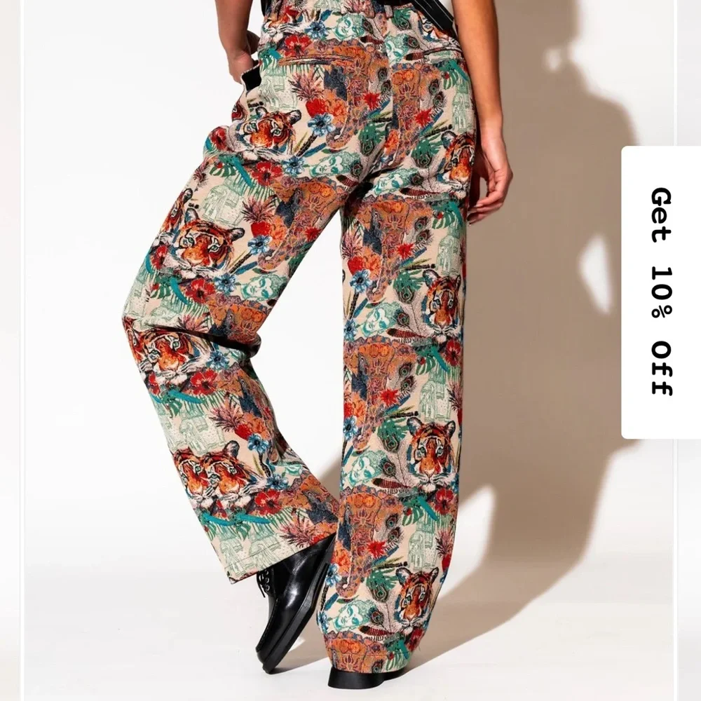 Dressed in La La Wild Soul Tiger Jacquard Trousers - Picture 3 of 8